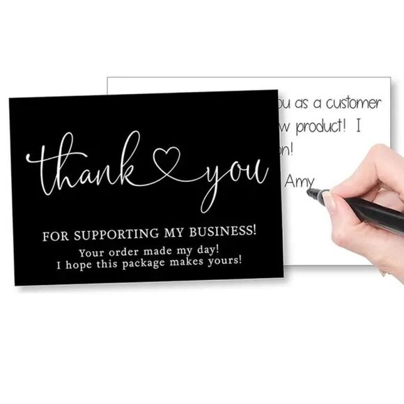 3 for $26 - 50 Thank You for supporting my small business Cards - Black & White - Picture 3 of 5